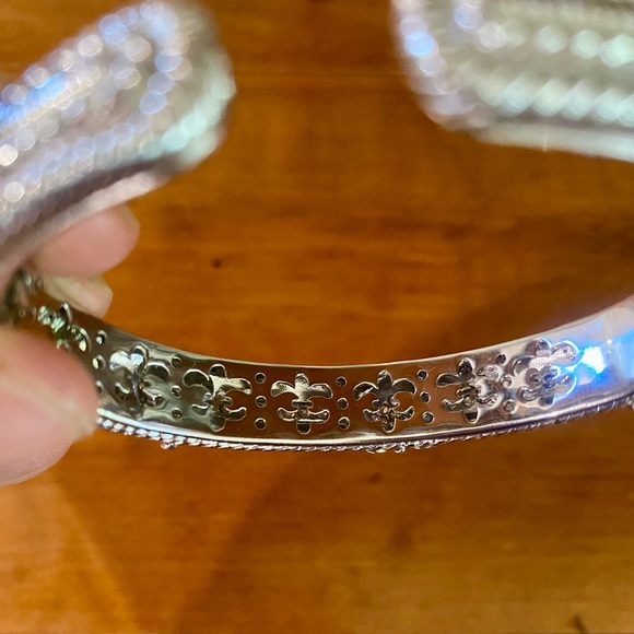 Judith Ripka Sterling Silver Heart Pavé Diamoniques Cuff Bracelet size 7” - Picture 8 of 12